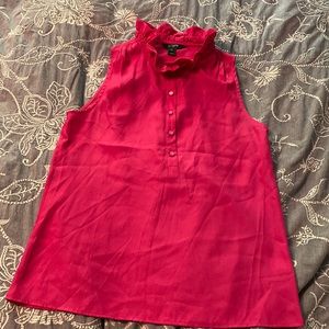 Fuchsia ruffled collar sleeveless blouse by J Crew Size 6